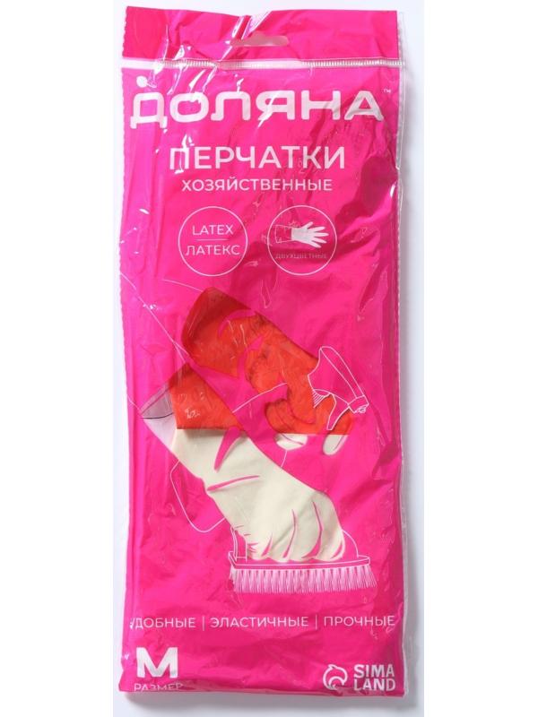 Перчатки хозяйственные плотные Доляна, латекс, размер M, 47 г, цвет красный