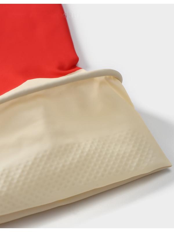 Перчатки хозяйственные плотные Доляна, латекс, размер L, 50 г, цвет красный