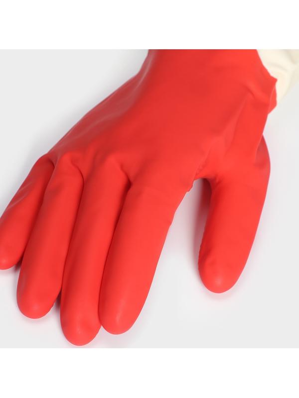 Перчатки хозяйственные плотные Доляна, латекс, размер L, 50 г, цвет красный