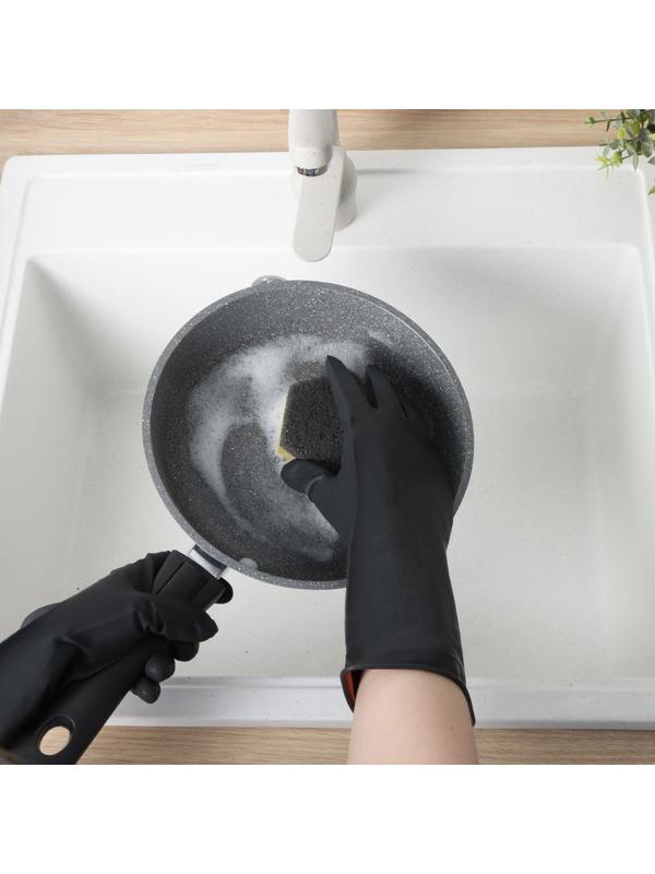 Перчатки хозяйственные Доляна, латексные, 50 гр, размер S, цвет чёрный