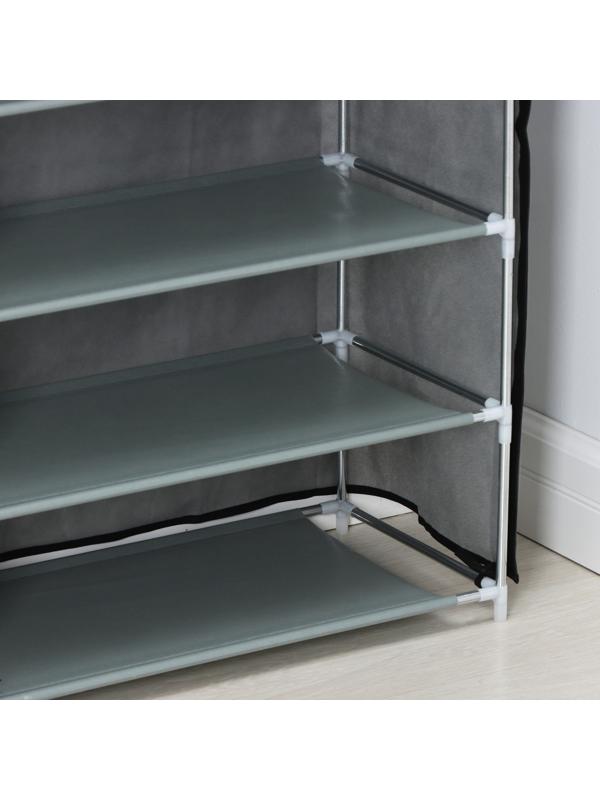 Полка для обуви с чехлом LaDо́m, 5 уровней, 60×30×90 см, цвет серый