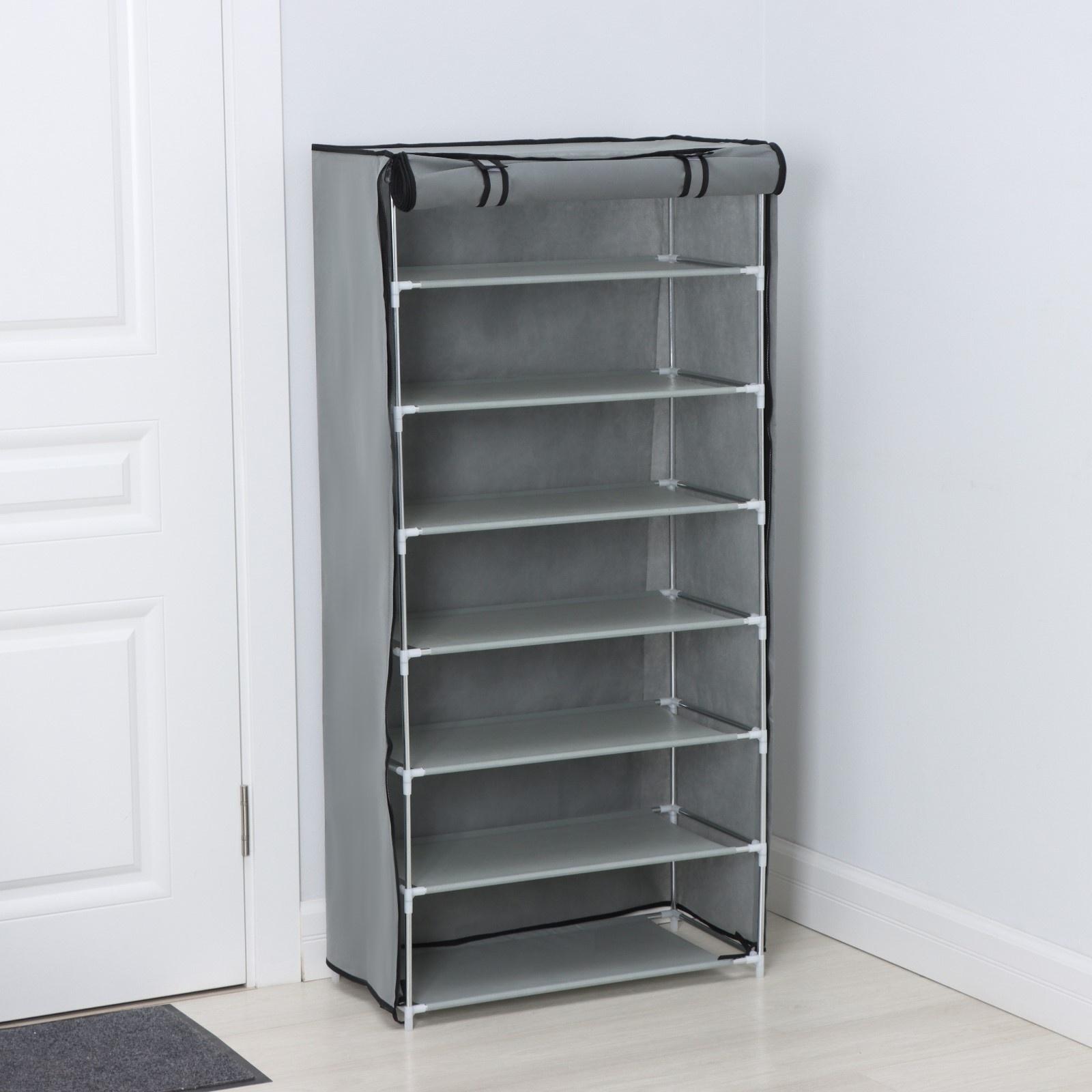 Полка для обуви с чехлом LaDо́m, 7 уровней, 60×30×123 см, цвет серый