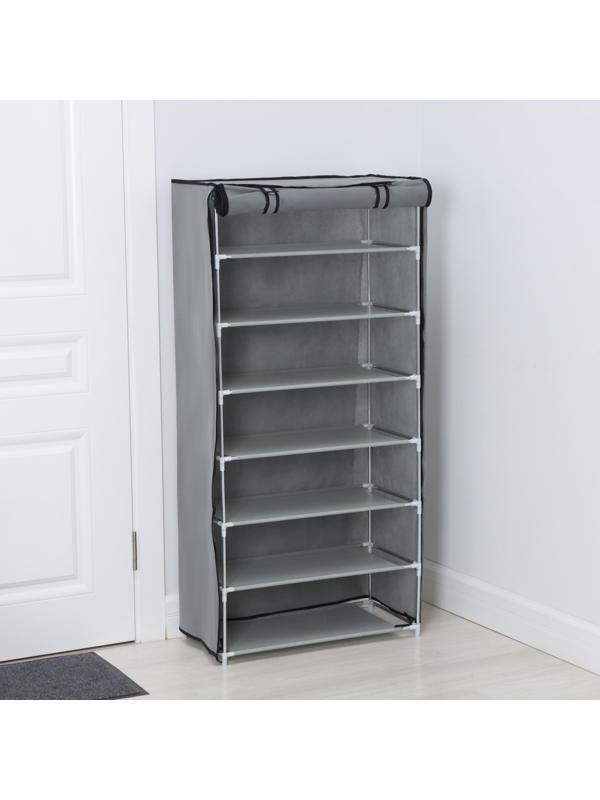 Полка для обуви с чехлом LaDо́m, 7 уровней, 60×30×123 см, цвет серый