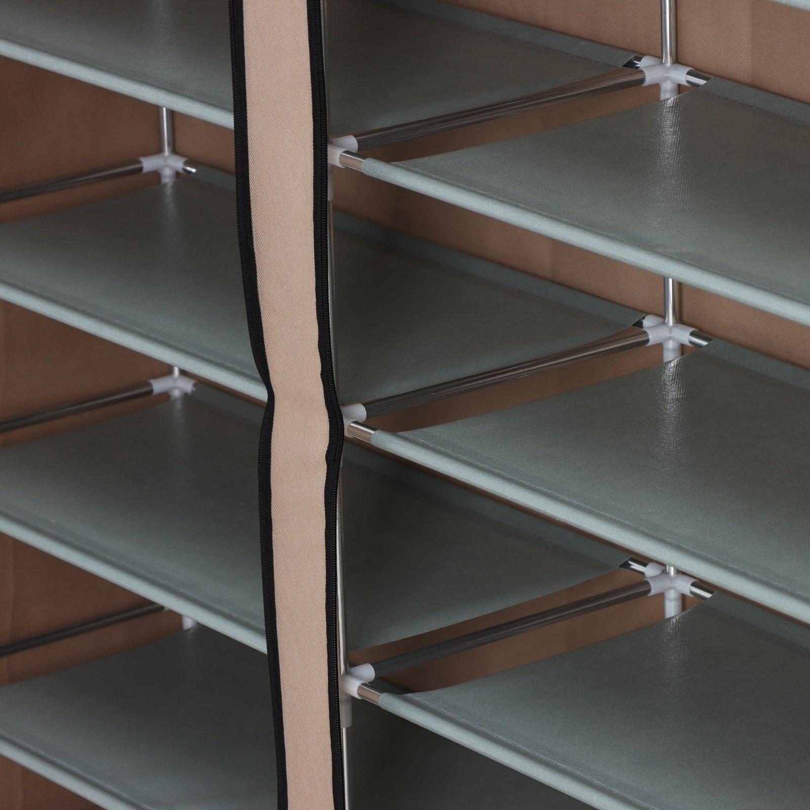 Полка для обуви с чехлом LaDо́m, двойная, 6 уровней, 118×30×108 см, цвет бежевый