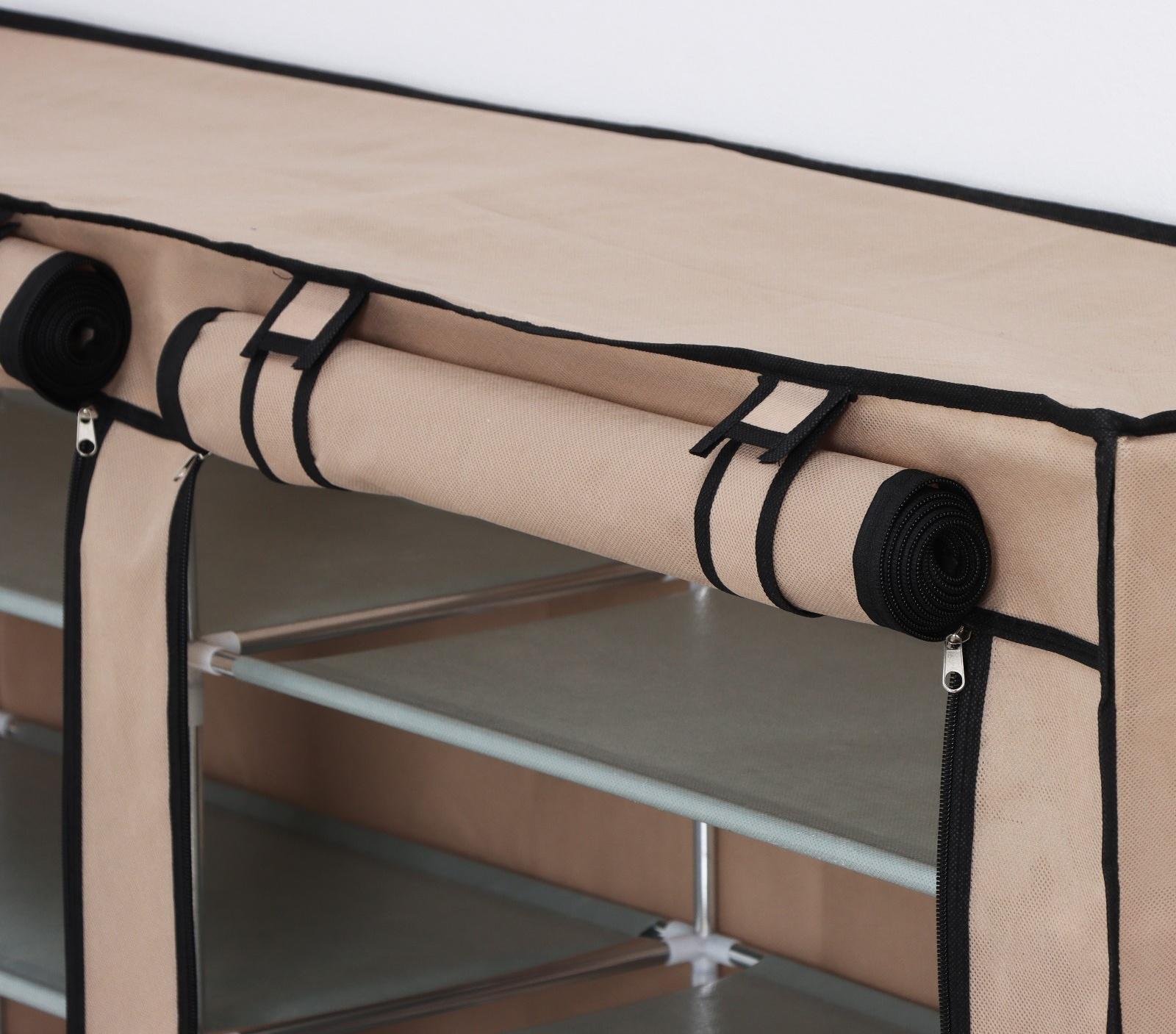 Полка для обуви с чехлом LaDо́m, двойная, 6 уровней, 118×30×108 см, цвет бежевый