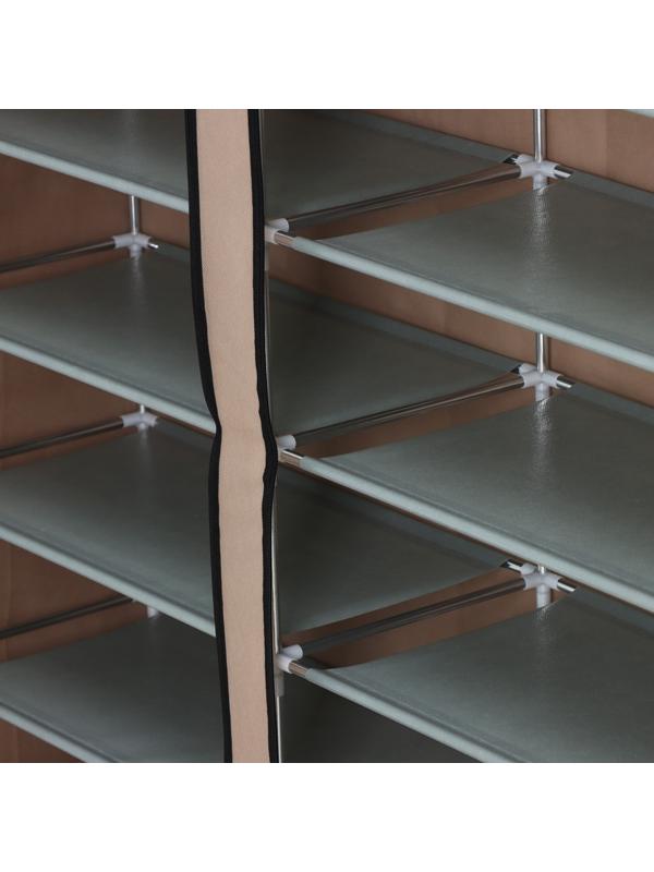 Полка для обуви с чехлом LaDо́m, двойная, 6 уровней, 118×30×108 см, цвет бежевый