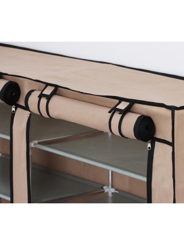 Полка для обуви с чехлом LaDо́m, двойная, 6 уровней, 118×30×108 см, цвет бежевый