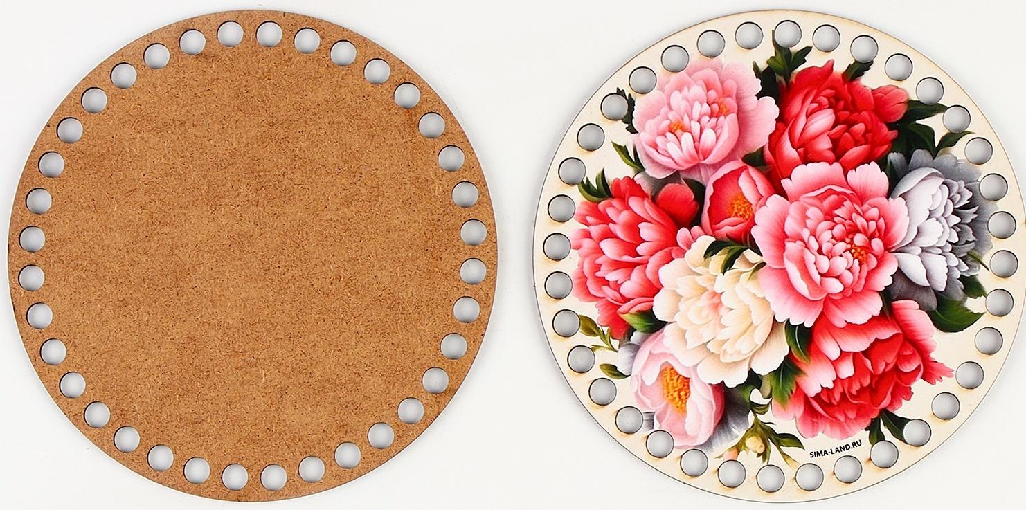 Донышки для вязания 2 в 1 «Пионы», круг 15 см, хдф 3 мм