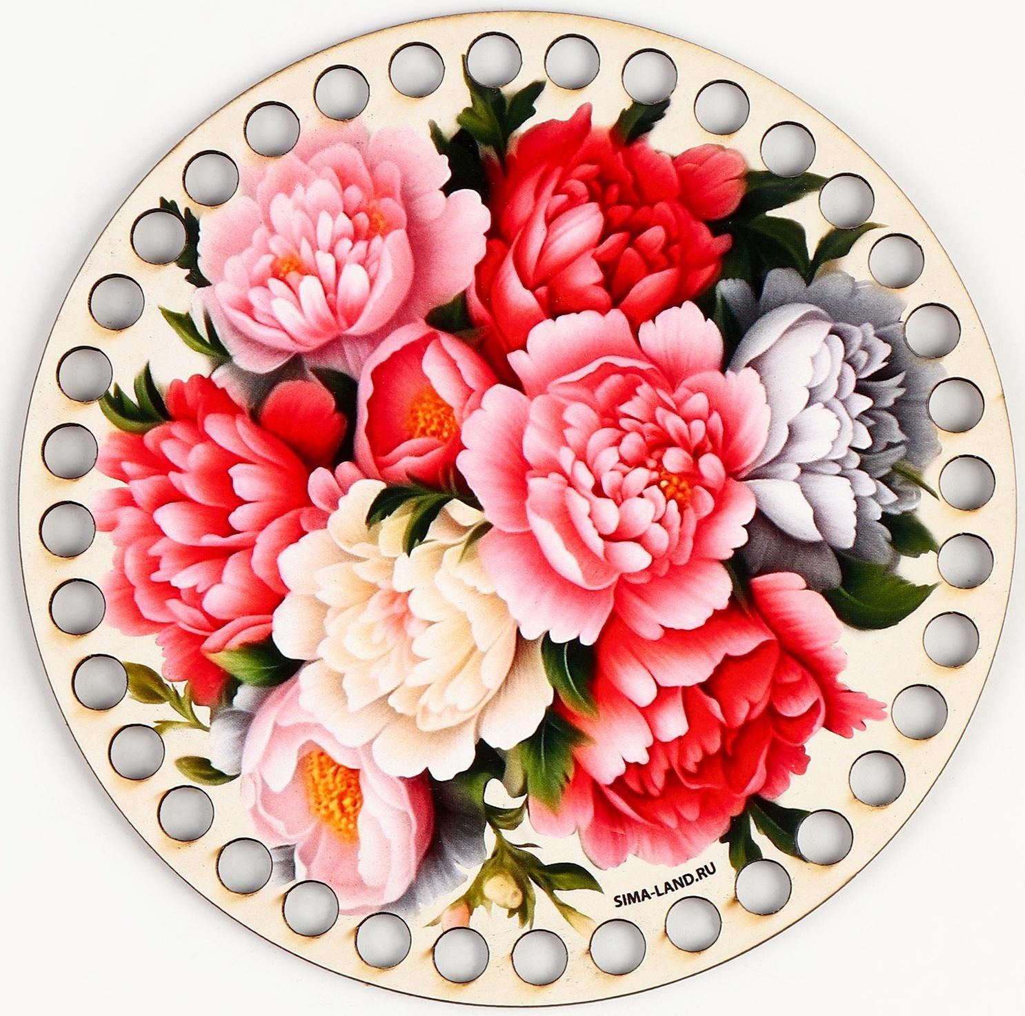 Донышки для вязания 2 в 1 «Пионы», круг 15 см, хдф 3 мм