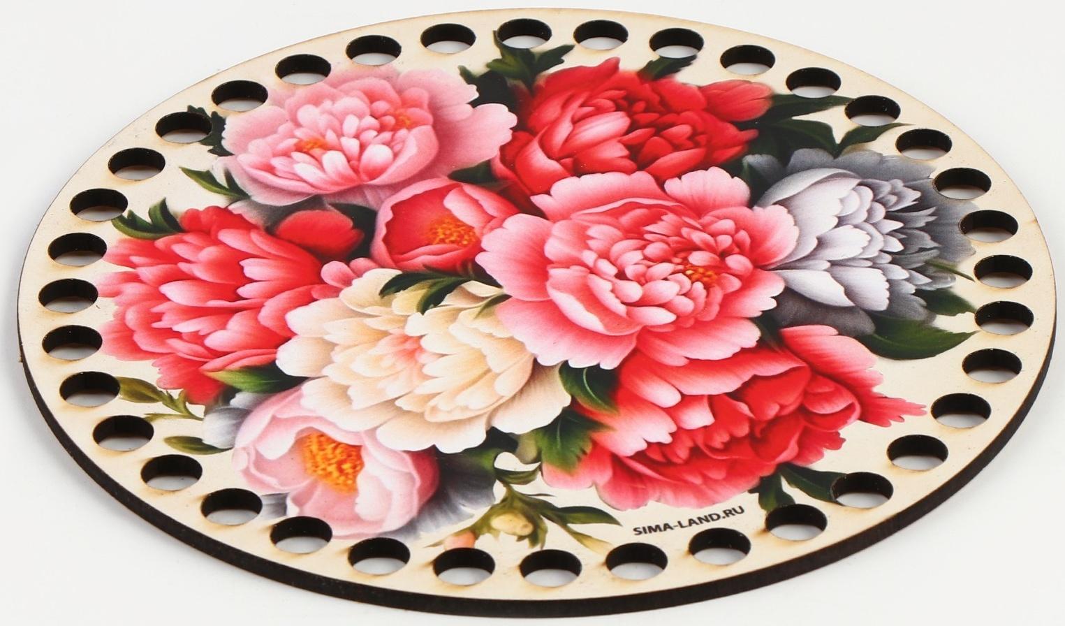 Донышки для вязания 2 в 1 «Пионы», круг 15 см, хдф 3 мм