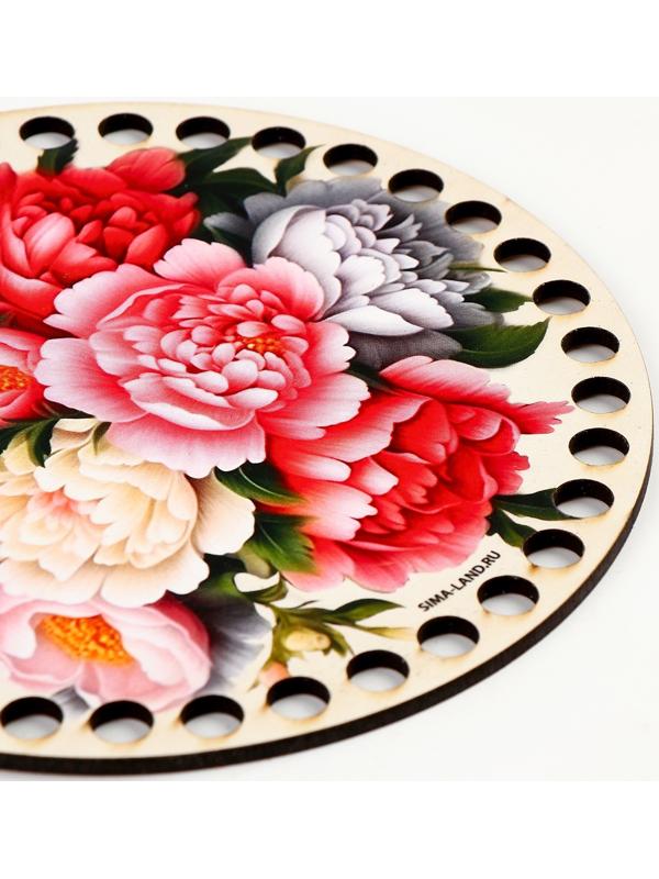 Донышки для вязания 2 в 1 «Пионы», круг 15 см, хдф 3 мм