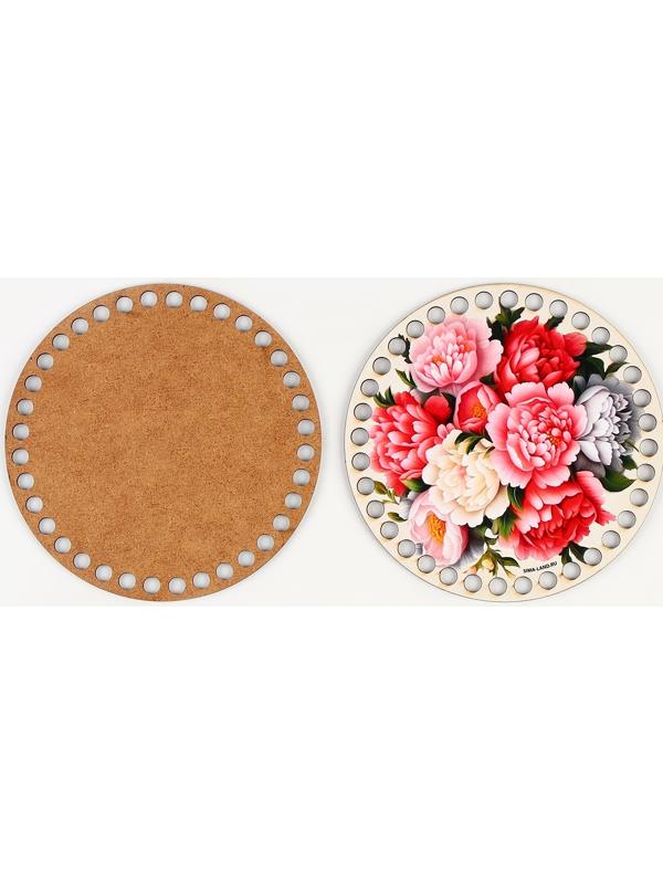 Донышки для вязания 2 в 1 «Пионы», круг 15 см, хдф 3 мм