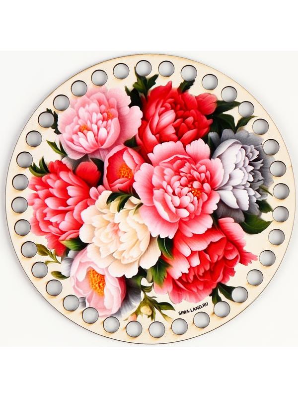 Донышки для вязания 2 в 1 «Пионы», круг 15 см, хдф 3 мм