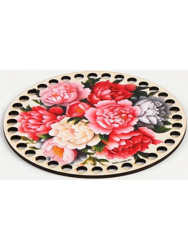 Донышки для вязания 2 в 1 «Пионы», круг 15 см, хдф 3 мм