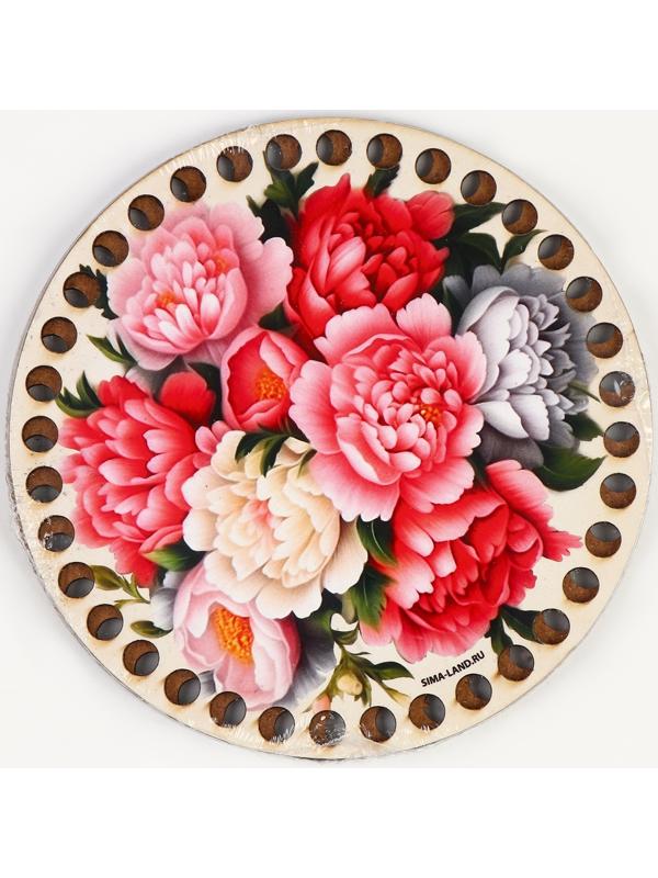 Донышки для вязания 2 в 1 «Пионы», круг 15 см, хдф 3 мм