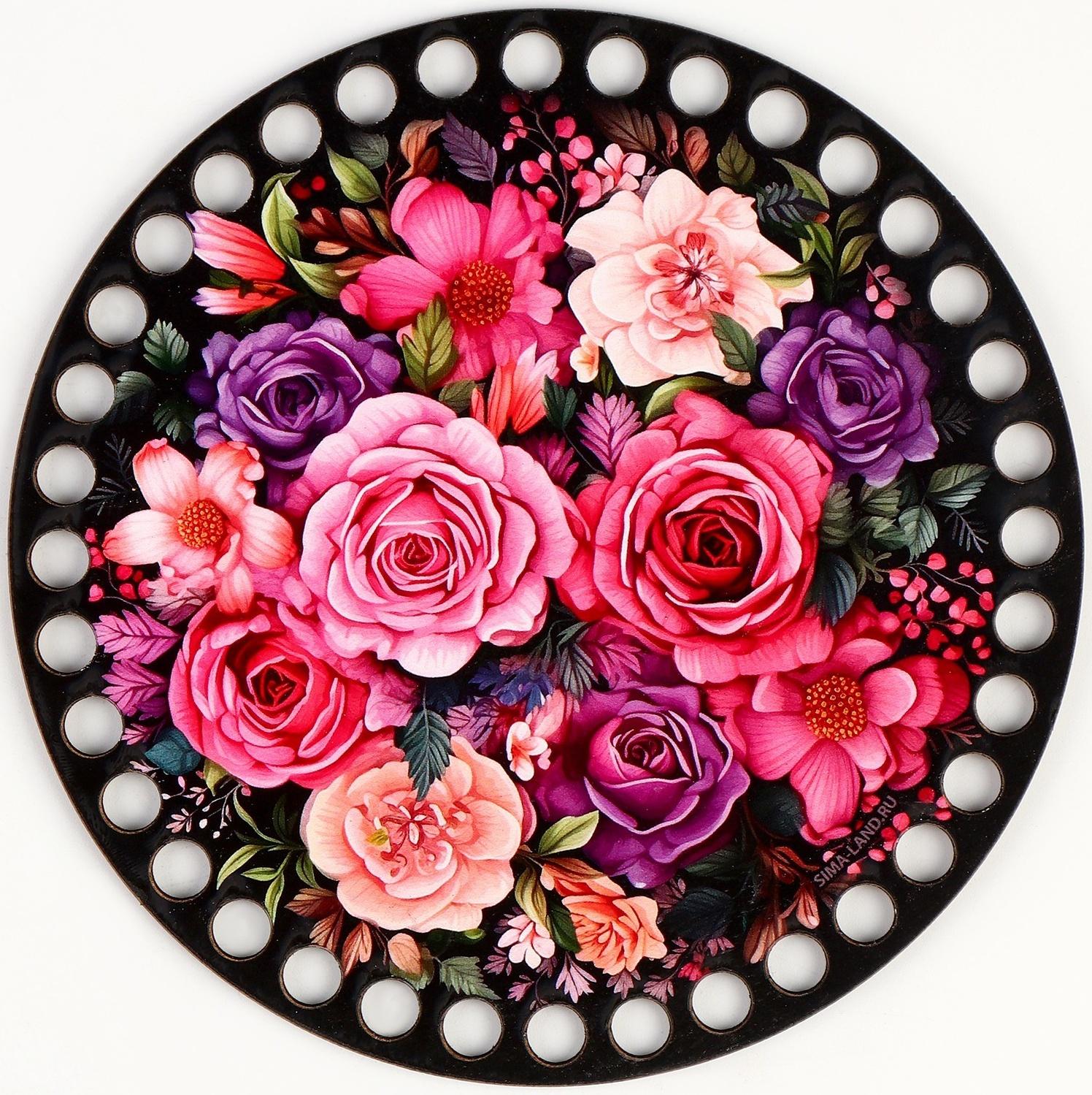 Донышки для вязания 2 в 1 «Букет цветов», круг 15 см, хдф 3 мм