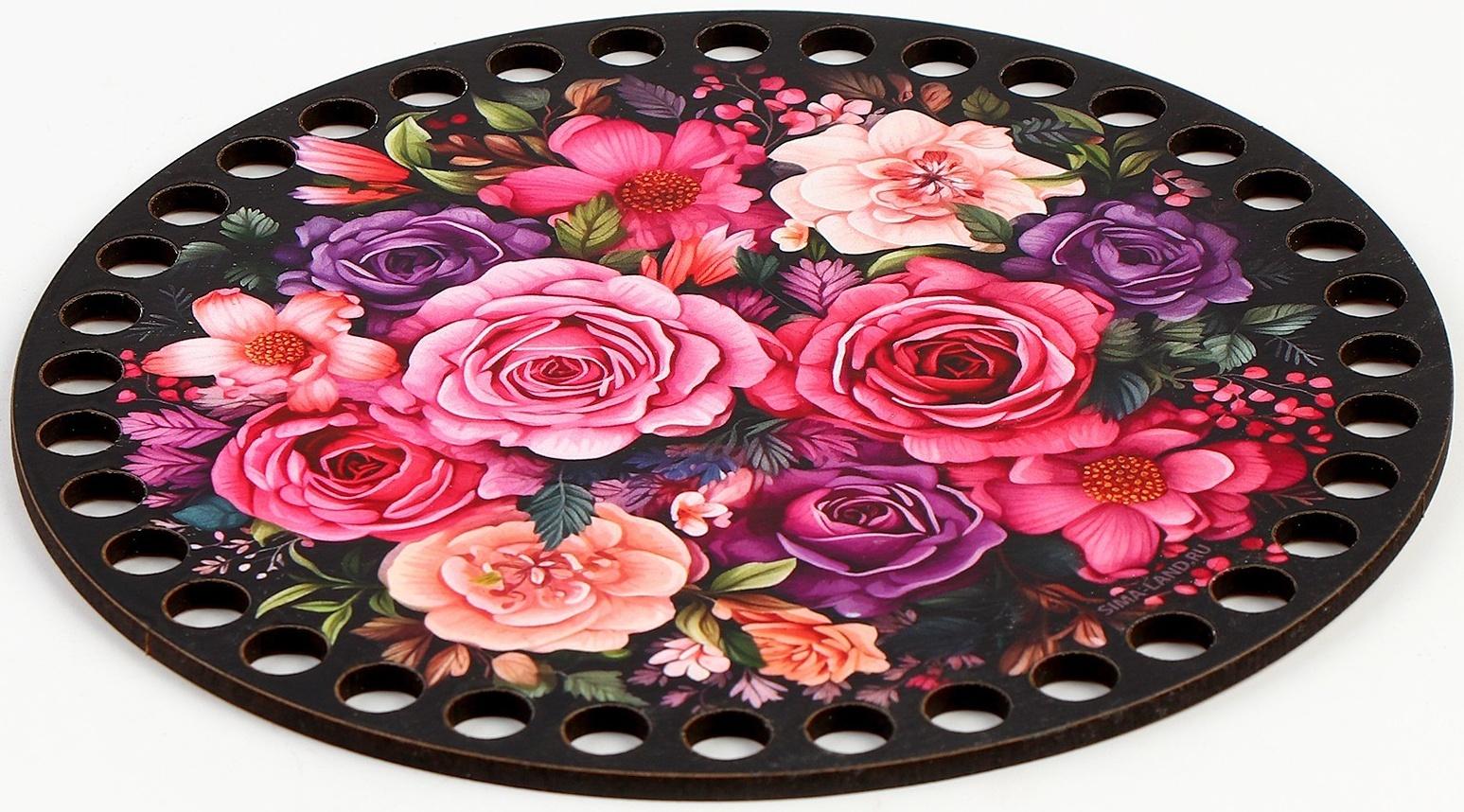 Донышки для вязания 2 в 1 «Букет цветов», круг 15 см, хдф 3 мм