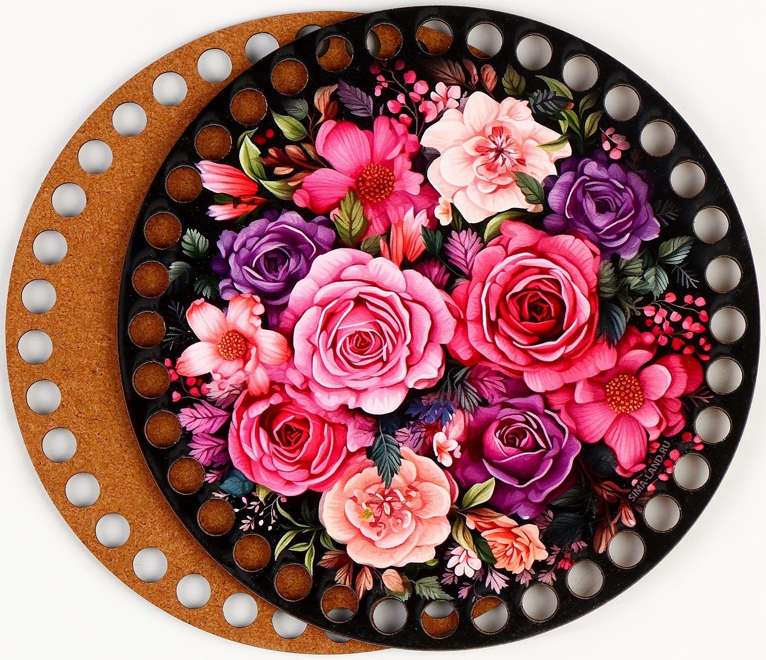 Донышки для вязания 2 в 1 «Букет цветов», круг 15 см, хдф 3 мм