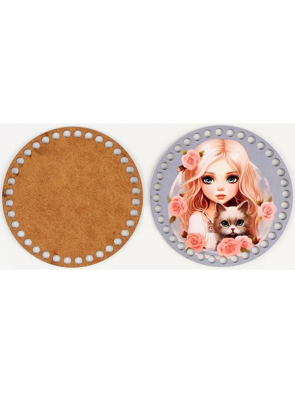 Донышки для вязания 2 в 1 «Девочка с котенком», круг 15 см, хдф 3 мм