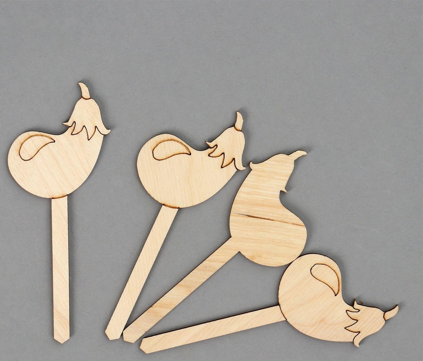 Таблички садовые для маркировки, 12 см, набор 8 шт., дерево, «Баклажан», Greengo