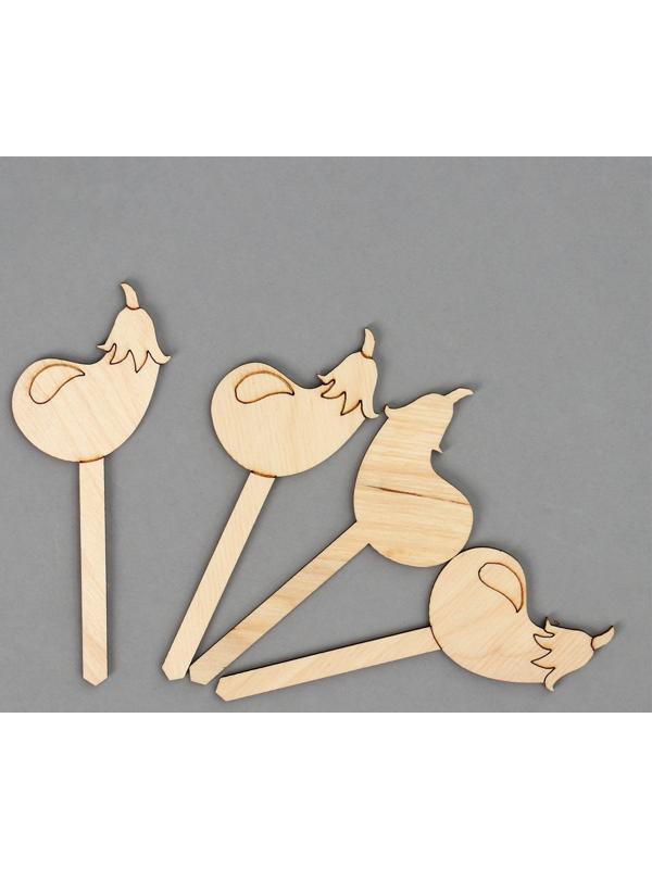 Таблички садовые для маркировки, 12 см, набор 8 шт., дерево, «Баклажан», Greengo