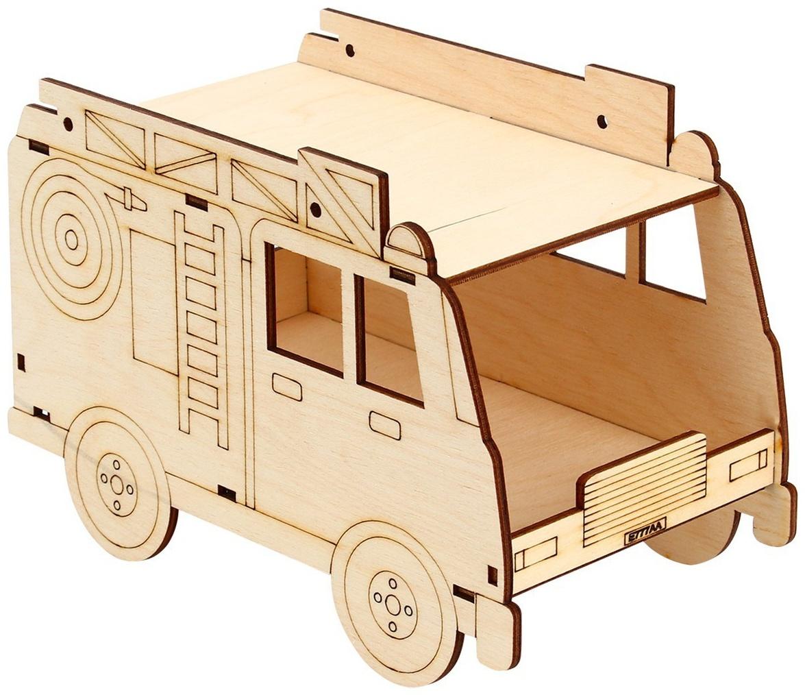 Деревянная кормушка-конструктор «Пожарная машина» своими руками, 22 × 12 × 14 см, Greengo