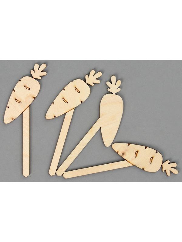 Таблички садовые для маркировки, 12 см, набор 8 шт., дерево, «Морковь», Greengo