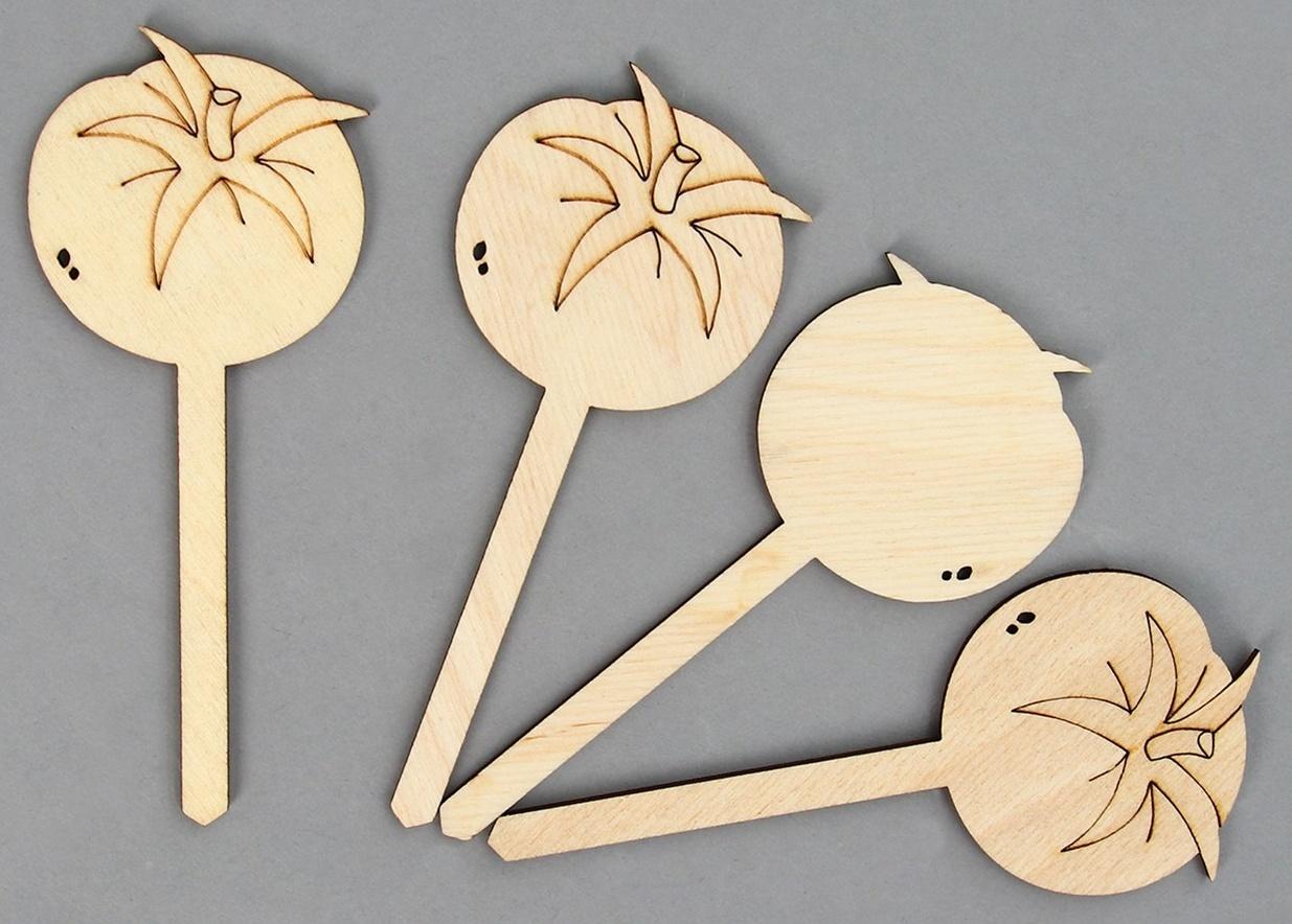 Таблички садовые для маркировки, 12 см, набор 8 шт., дерево, «Помидор», Greengo