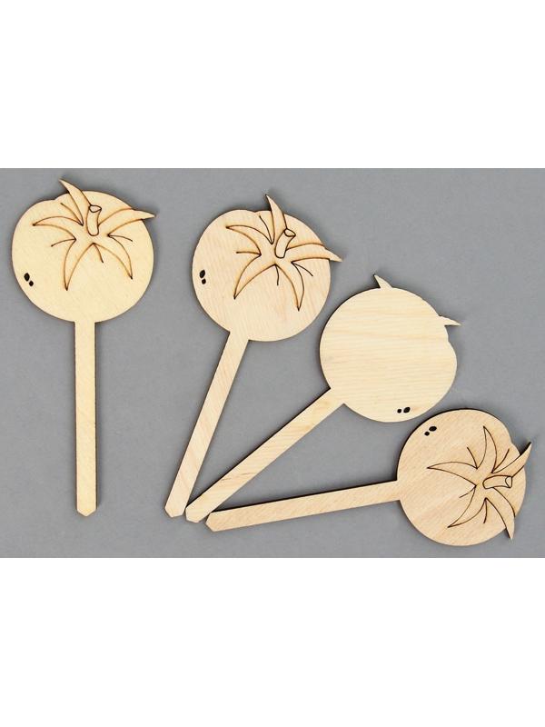 Таблички садовые для маркировки, 12 см, набор 8 шт., дерево, «Помидор», Greengo