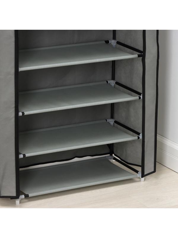 Обувница, 9 ярусов, 60×30×155 см, цвет серый