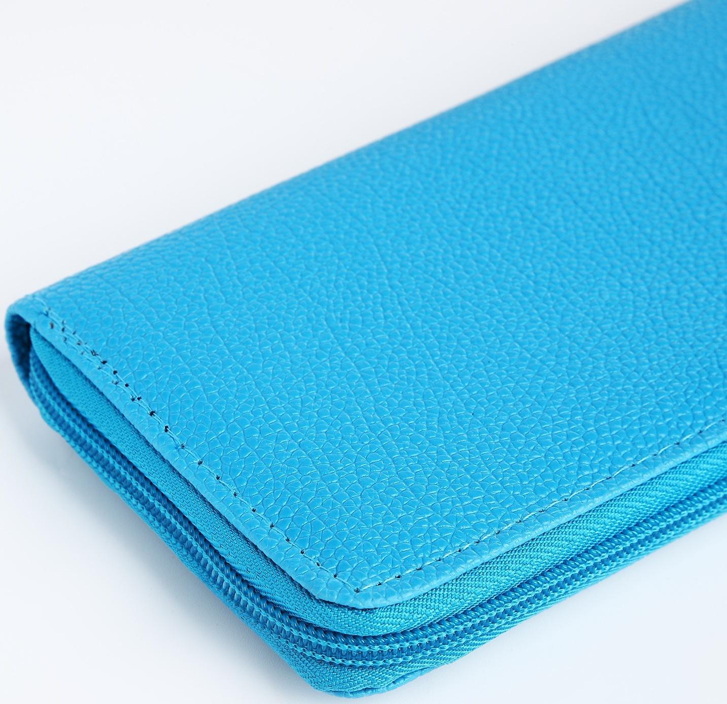 Кошелёк на молнии, цвет голубой