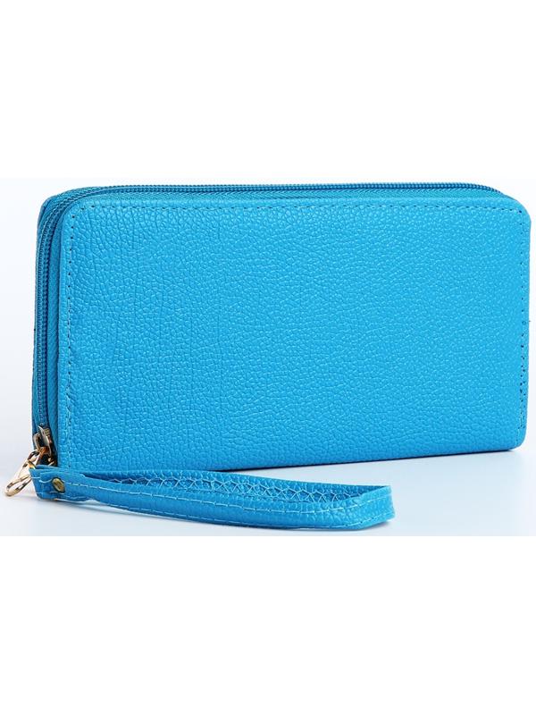 Кошелёк на молнии, цвет голубой