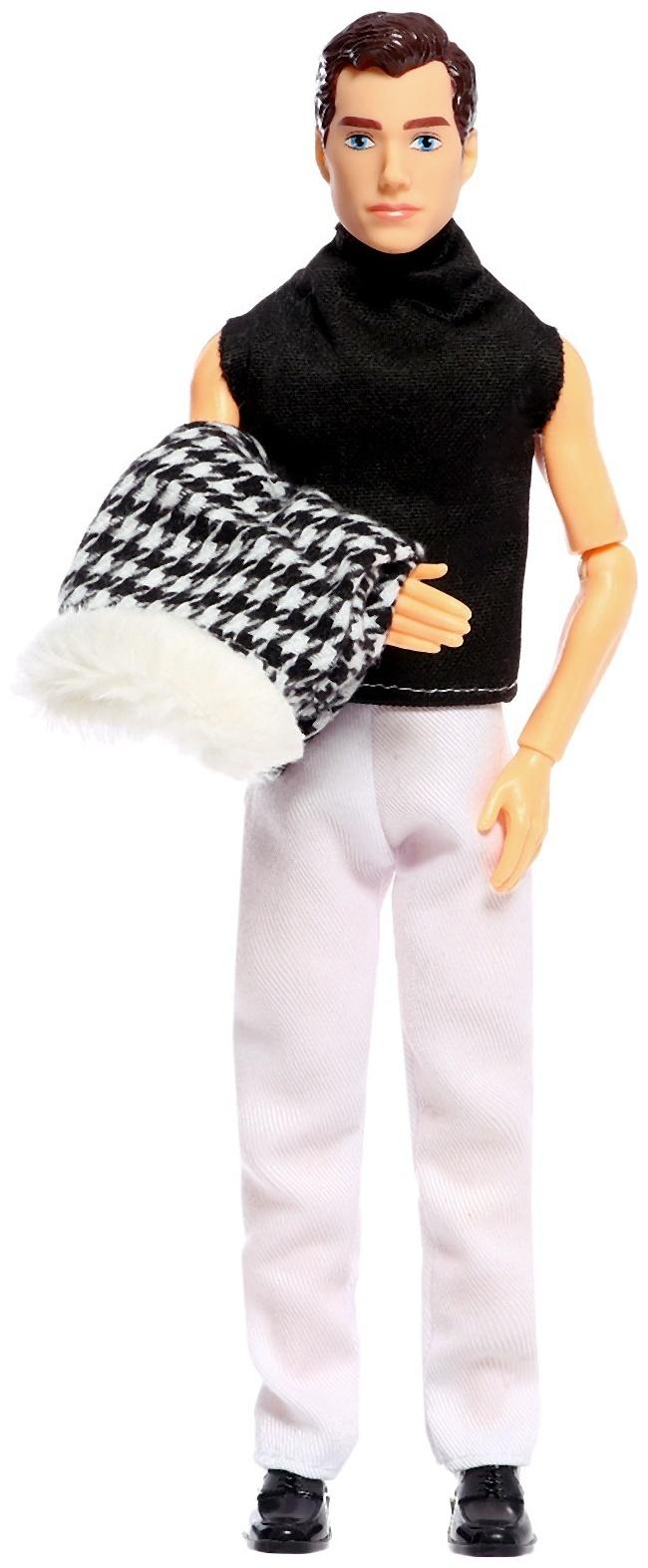 Кукла-модель «Высокая мода», чёрно-белое пальто