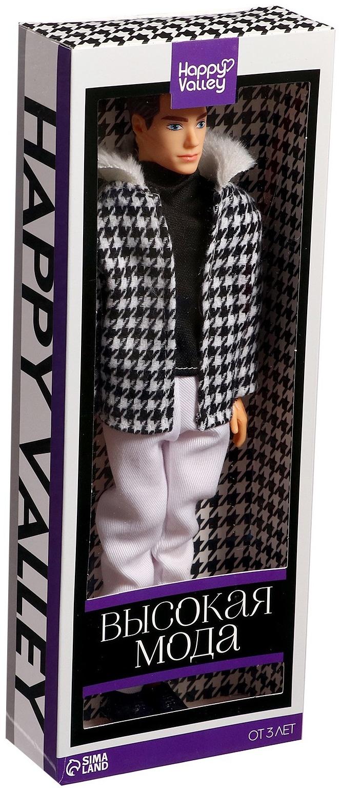 Кукла-модель «Высокая мода», чёрно-белое пальто