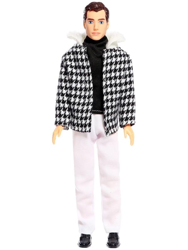 Кукла-модель «Высокая мода», чёрно-белое пальто