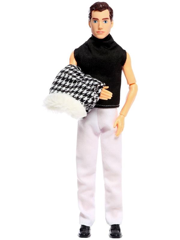 Кукла-модель «Высокая мода», чёрно-белое пальто