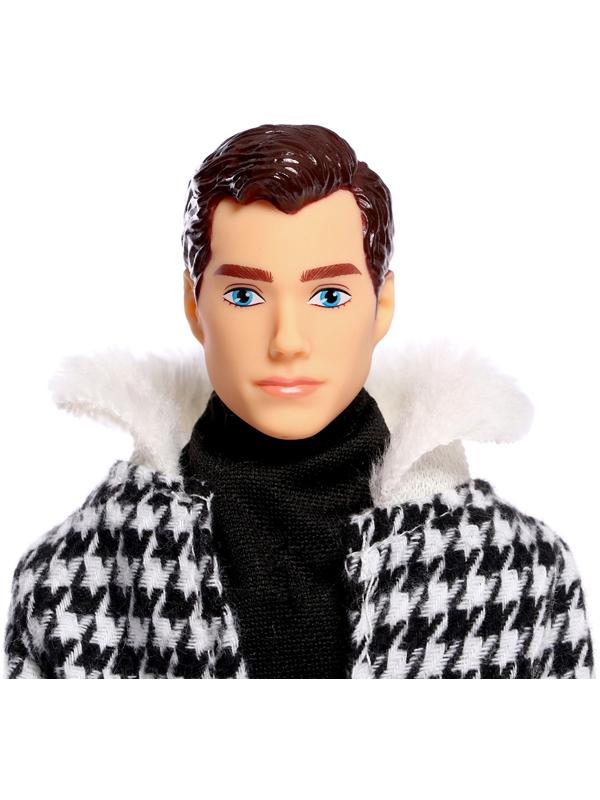 Кукла-модель «Высокая мода», чёрно-белое пальто
