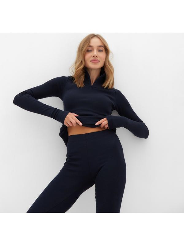 Термобельё женское (лонгслив, лосины) MINAKU цвет тёмно-синий, размер 52