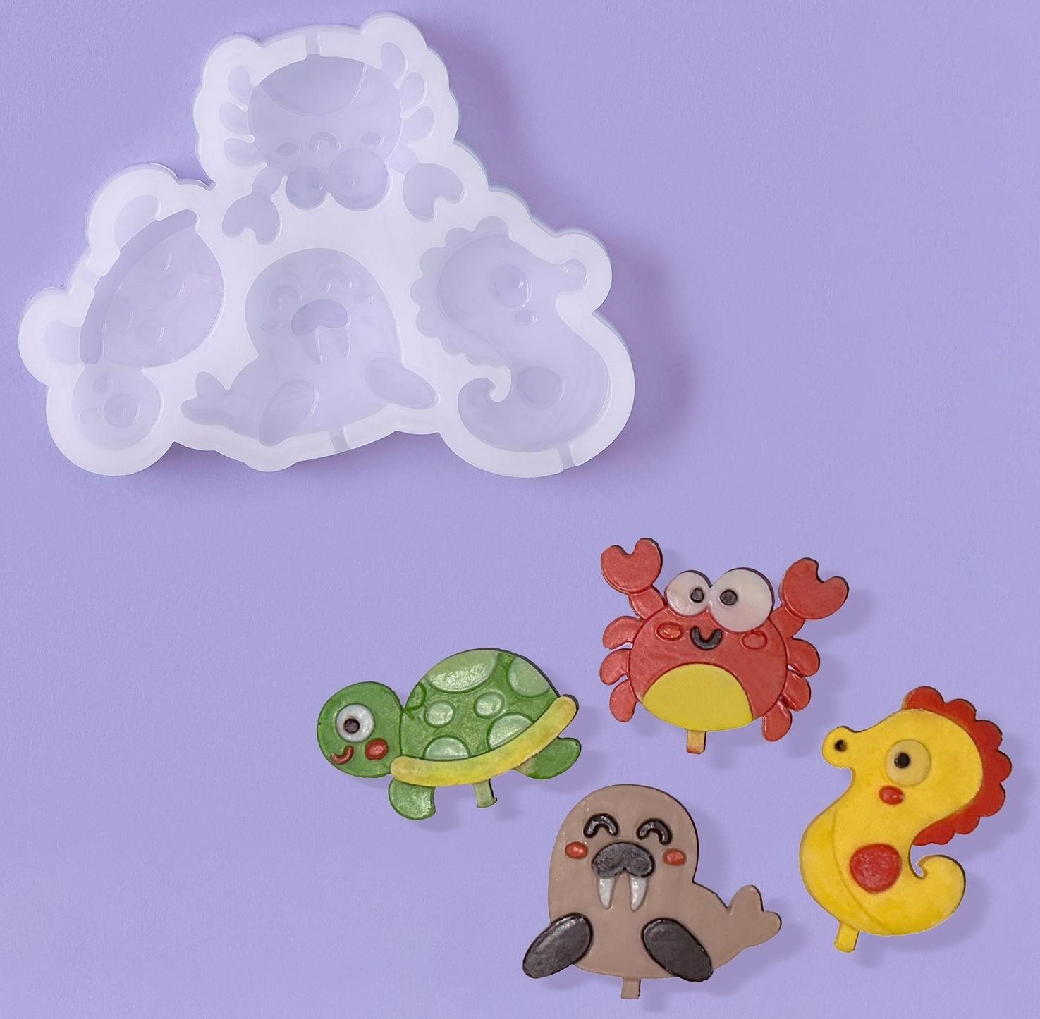 Силиконовый молд для леденцов и шоколада «Морской мир», 9,8×7,5×1 см, цвет прозрачный