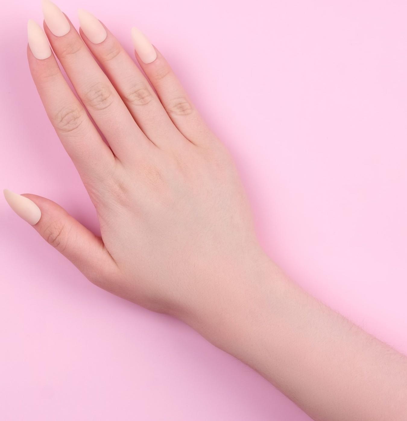 Накладные ногти, 24 шт, с клеевыми пластинами, форма миндаль, матовый/голография, цвет бежевый