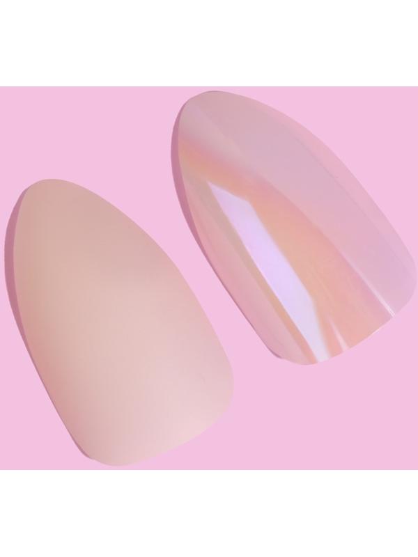 Накладные ногти, 24 шт, с клеевыми пластинами, форма миндаль, матовый/голография, цвет бежевый