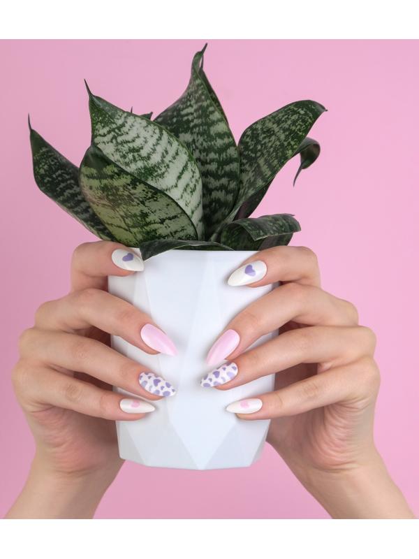 Накладные ногти, 24 шт, с клеевыми пластинами, форма миндаль, цвет белый/розовый/сиреневый