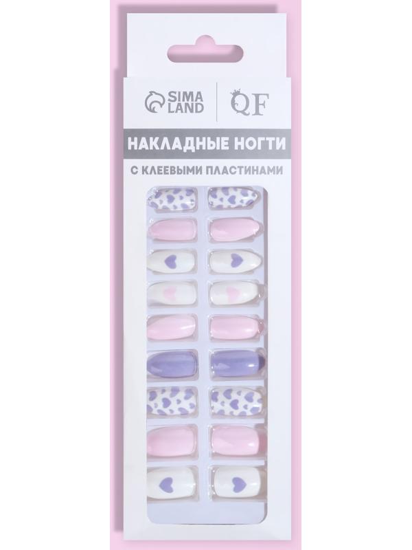 Накладные ногти, 24 шт, с клеевыми пластинами, форма миндаль, цвет белый/розовый/сиреневый