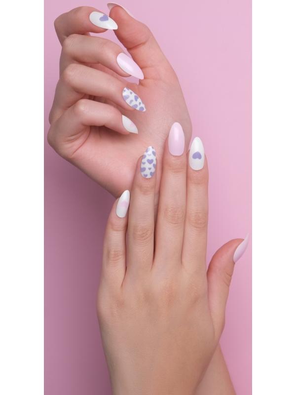 Накладные ногти, 24 шт, с клеевыми пластинами, форма миндаль, цвет белый/розовый/сиреневый