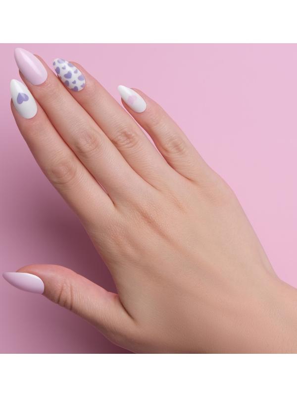 Накладные ногти, 24 шт, с клеевыми пластинами, форма миндаль, цвет белый/розовый/сиреневый