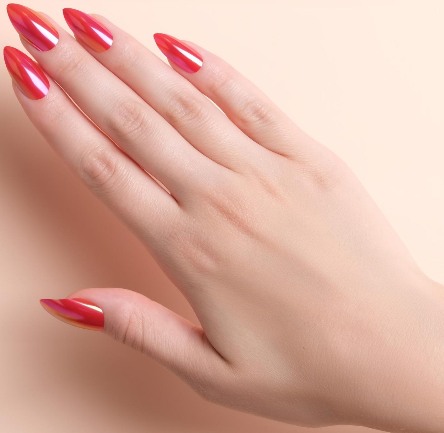 Накладные ногти, 24 шт, с клеевыми пластинами, форма миндаль, блёстки/голография, цвет красный