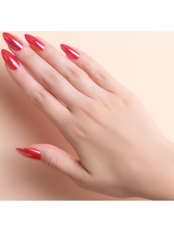 Накладные ногти, 24 шт, с клеевыми пластинами, форма миндаль, блёстки/голография, цвет красный