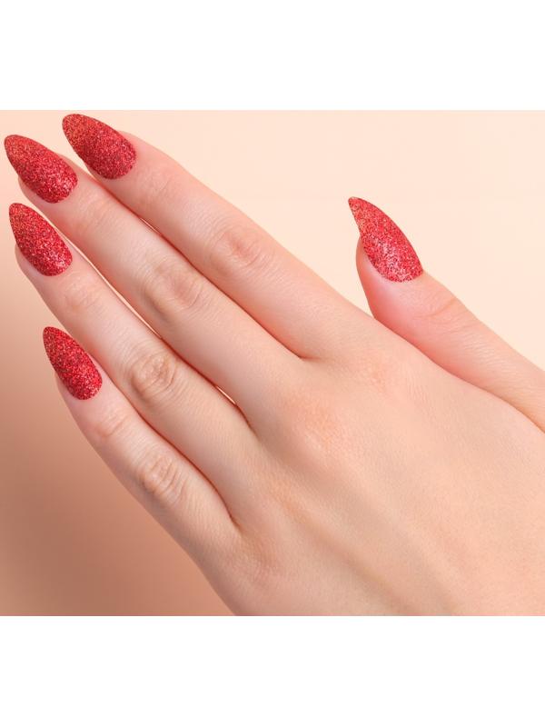 Накладные ногти, 24 шт, с клеевыми пластинами, форма миндаль, блёстки/голография, цвет красный