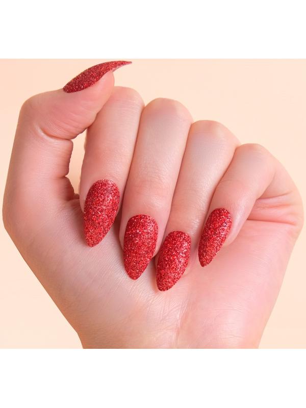 Накладные ногти, 24 шт, с клеевыми пластинами, форма миндаль, блёстки/голография, цвет красный