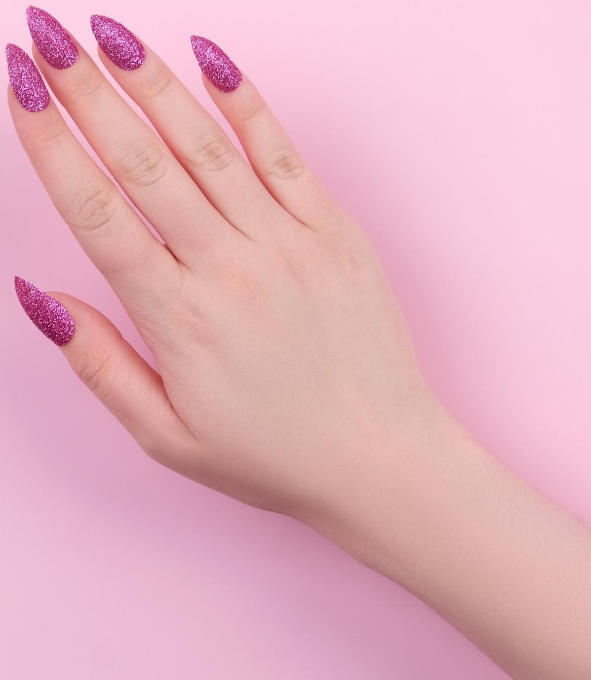 Накладные ногти, 24 шт, с клеевыми пластинами, форма миндаль, блёстки/голография, цвет малиновый
